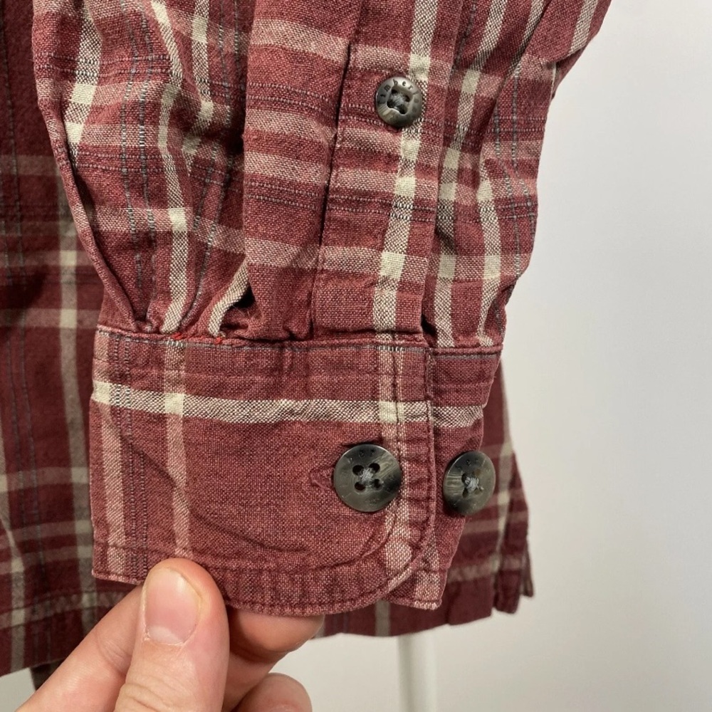 Timberland Vintage Plaid Shirt Workwear Chore Pockets Check Burnt Red Medium - Picture 7 of 11